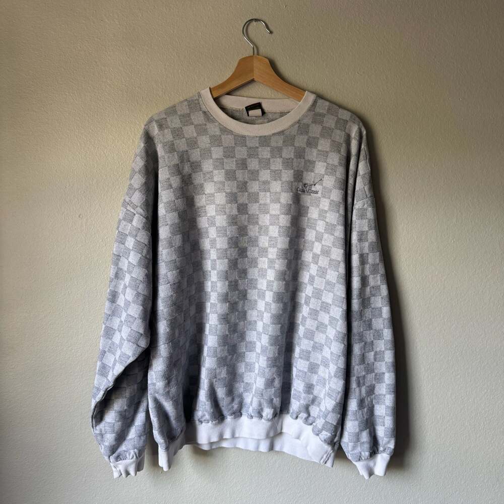 Vintage 90s Cross Creek Checkerboard Crewneck Sweatshirt USA Made XL